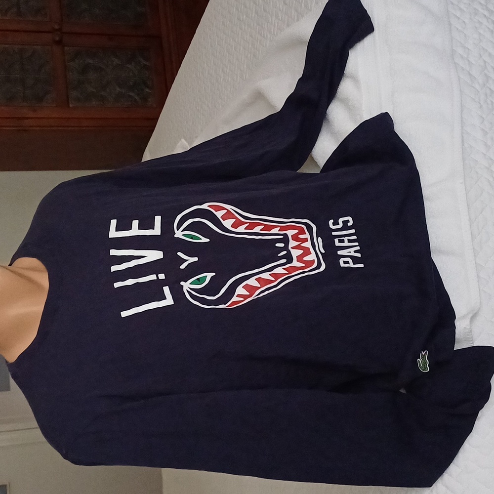 Lacoste Live Paris rare crewneck long sleeve navy tshirt 6 M/L - Picture 15 of 15